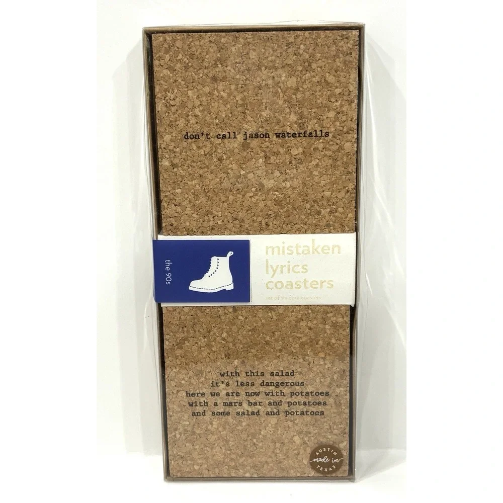 Bright Beam Goods 90s Mistaken Song Lyrics Cork Coasters Set of 6 New
